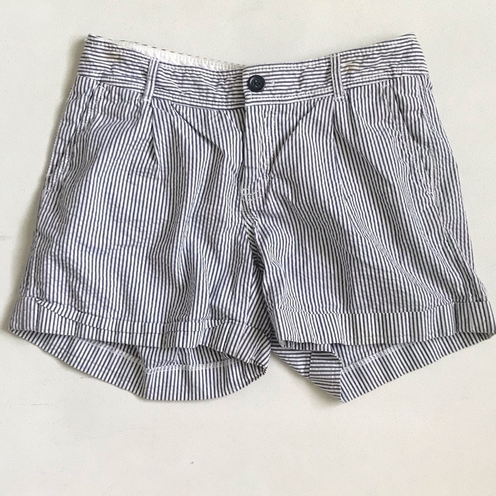 Banana Republic 100% Cotton Martin Blue Seersucker Mini Shorts • Size 0
